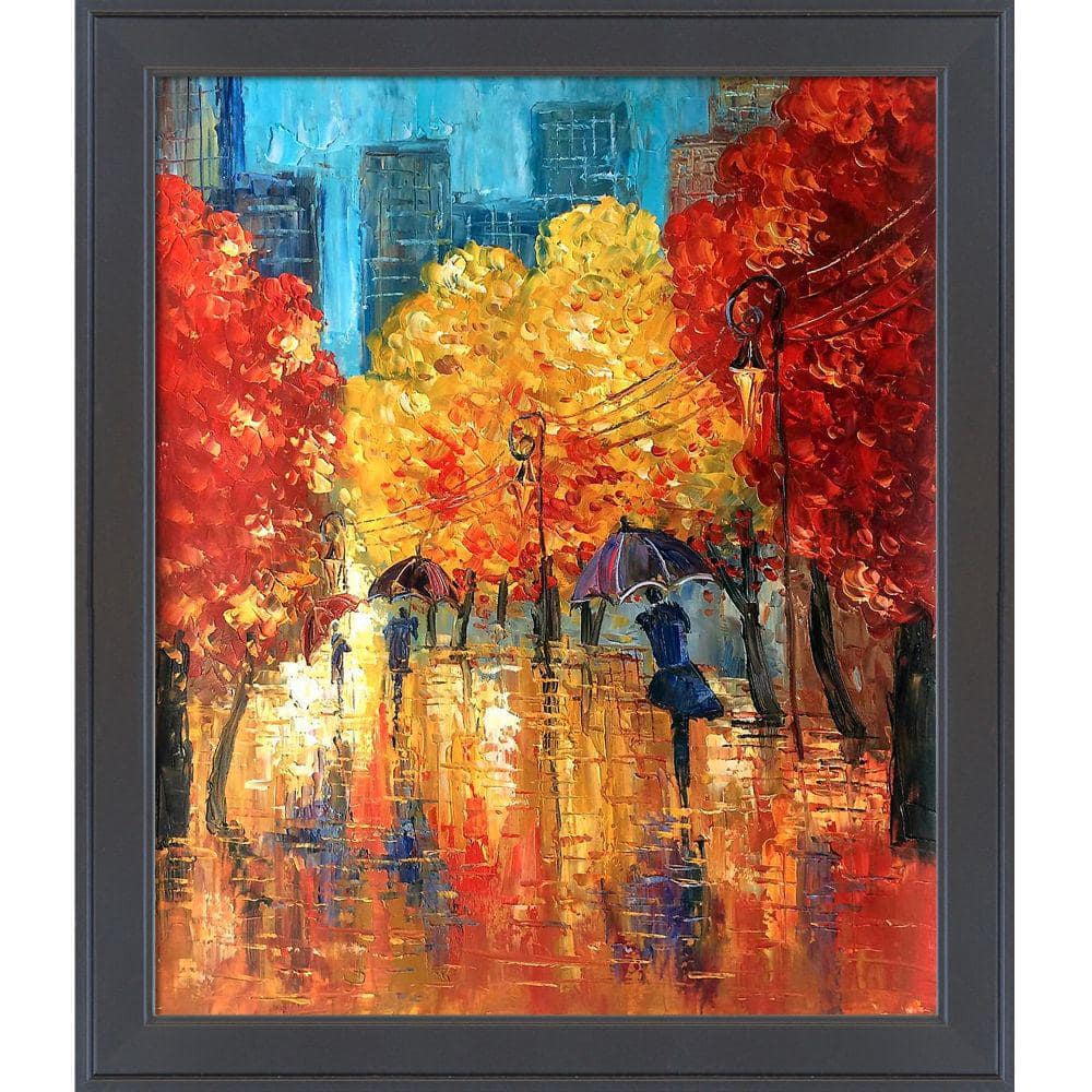 Huge Canvas Painting FALL RAINDROPS Upscale Landscape Artwork by