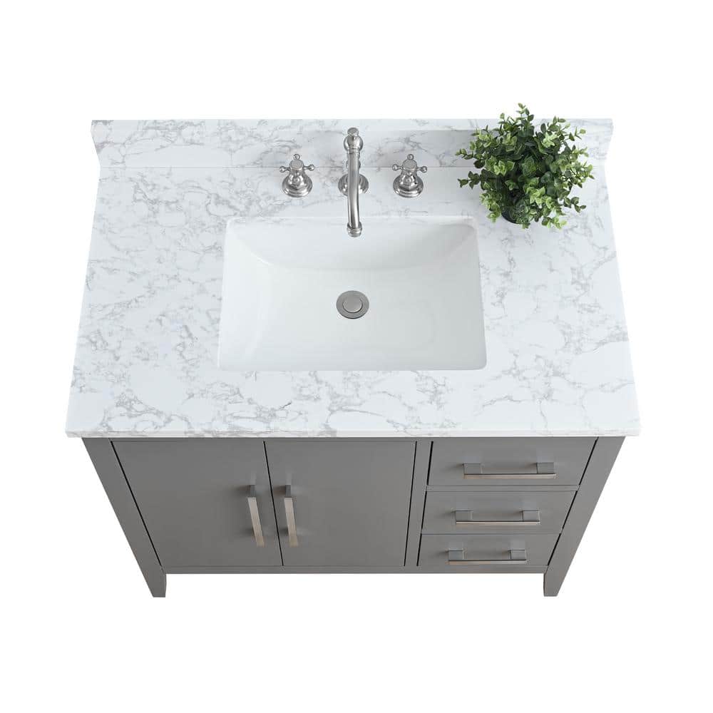 Cashmere Gray 36" Single Bathroom Vanity with Marble Countertop