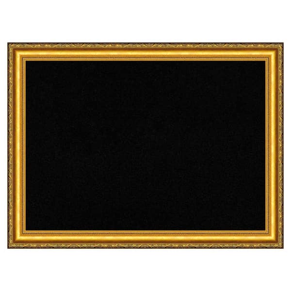 Amanti Art Colonial Embossed Gold Wood Framed Black Corkboard 32 in. W. x 24 in. Bulletin Board Memo Board