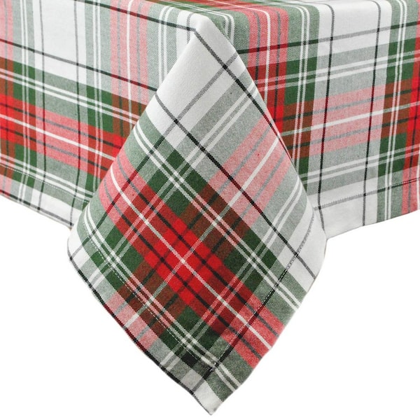 DII Christmas 60 in. x 120 in. Red and Green Plaid Cotton Tablecloth