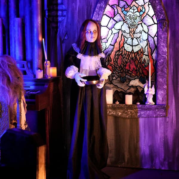 Haunted Hill Farm 5.3 ft. Animated LED Standing Creepy Lady
