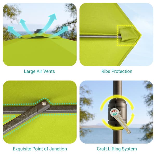 Sonkuki 7.5 ft. Patio Market Crank and Tilt Umbrellas, Table