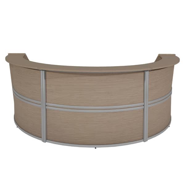 Regency 143.5 in. Noble Oak Marque Triple-Unit Reception Curved Desk Workstation