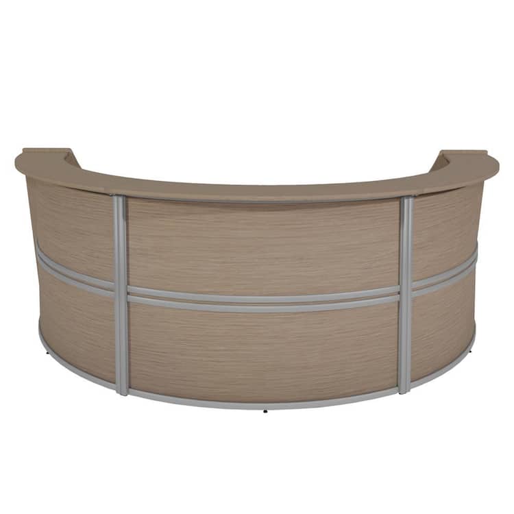 Regency 143.5 in. Noble Oak Marque Triple-Unit Reception Curved Desk Workstation