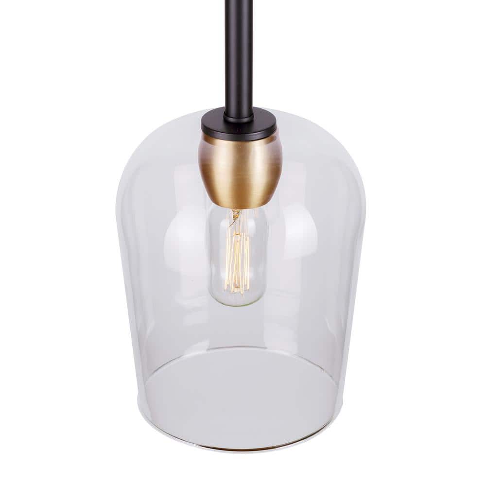 Palmer 15" Gold and Black Glass Mini Pendant Light