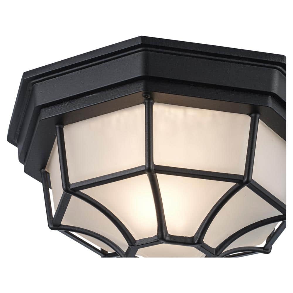 Elegant Black Glass Flush-Mount Light for Indoor/Outdoor