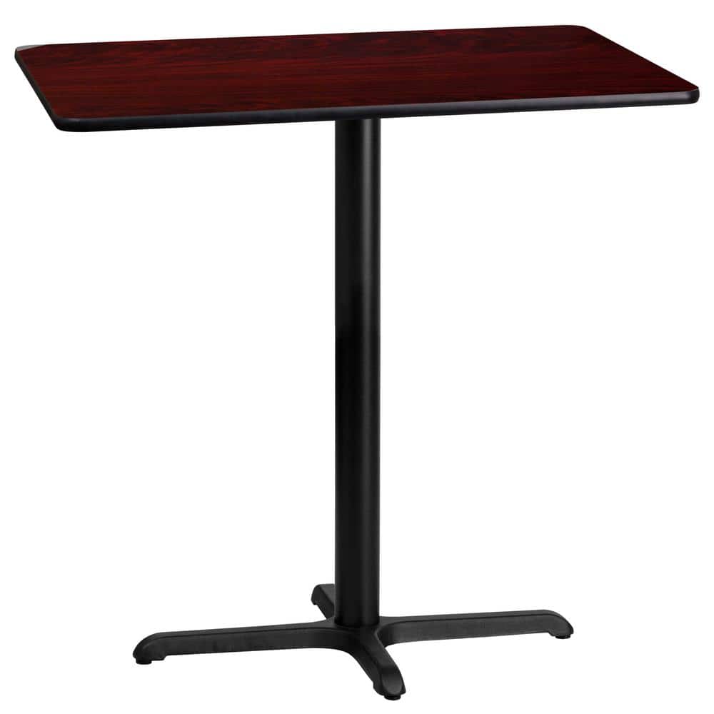 Mahogany Laminate Rectangular Bar Height Table with Black Base
