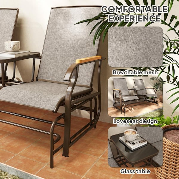 Outsunny 2-Person Outdoor Metal Glider Bench, Patio Swing