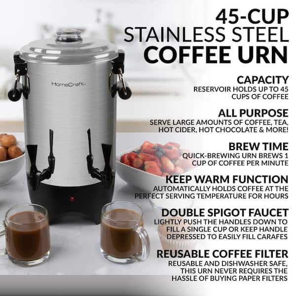 Nostalgia 45-Cup Stainless Steel Quick Brewing Coffee Urn CUDS45SS