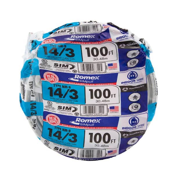 100 ft 14/3 NM-B WG Romex Wire/Cable 