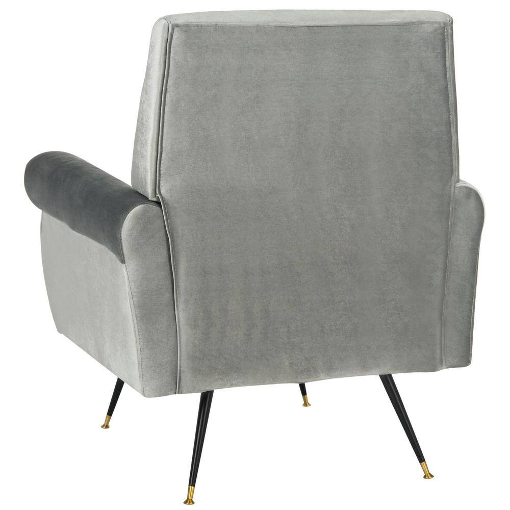 Transitional Light Grey Velvet Wood Accent Armchair 32"