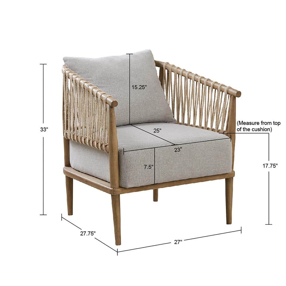 Natural Wood and Jute Rope Barrel Accent Chair