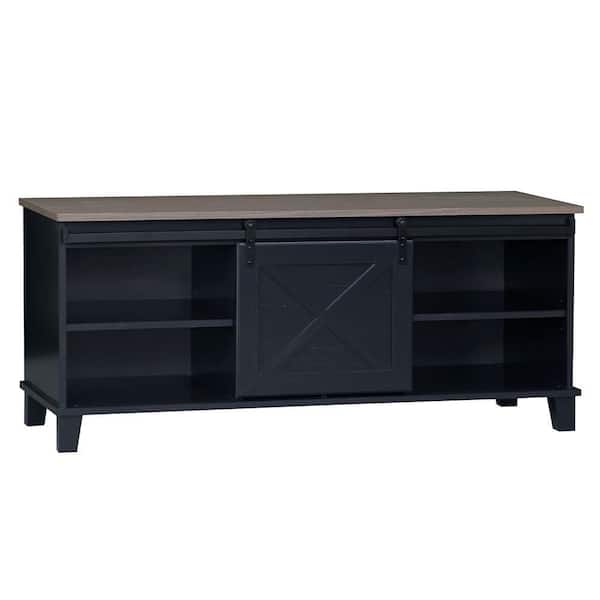 Unbranded - Austin 47.3 in. Walnut Wood Grain, Antique Black TV Stand with No Drawer Fits TV's Up to 60 in. with Shelves and Wheels
