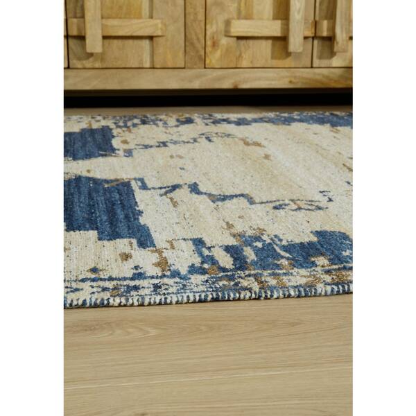 Varnler 8 ft. x 10 ft. Blue/Beige Medallion Area Rug