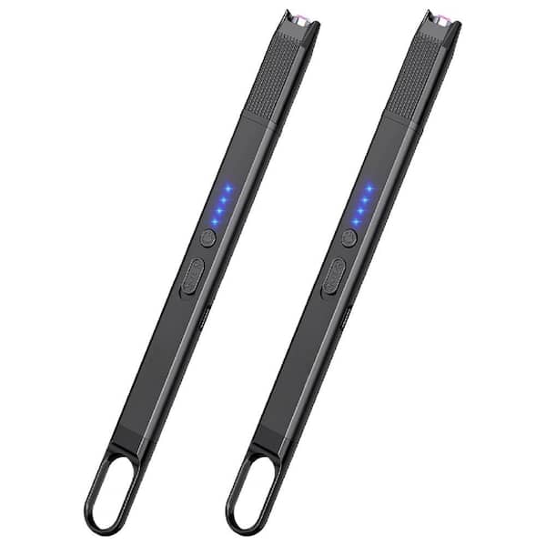 SenQWFa 7.5 in. Black Windproof Plasma Arc Long Camp Candle Lighter with Safety Lock (2-Pack)