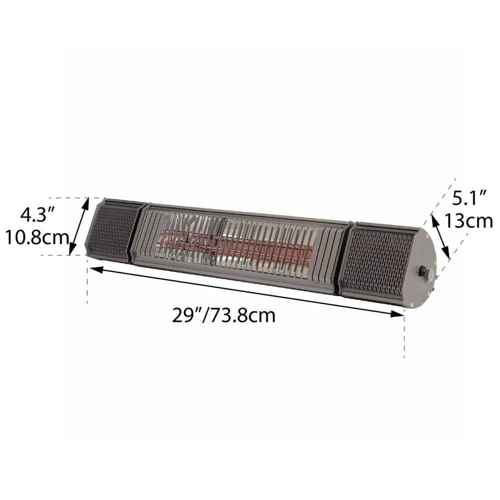 Gunmetal Gray Aluminum Electric Wall Mount Patio Heater