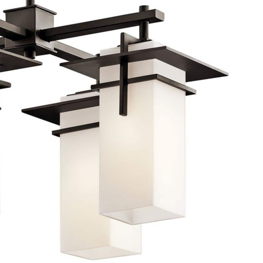 Distressed Bronze 21" Modern Outdoor Chandelier with White Shades