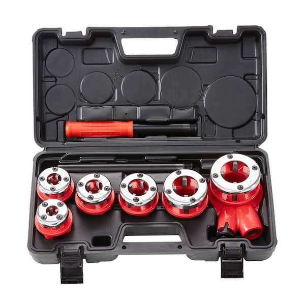 PTMTFYL PVC Thread Maker Kit – 6-Piece NPT Die Set With Spiral Groove, 1/2, 3/4 & 1-Inch Dies, Manual Pipe Threader For Plastic Pipe