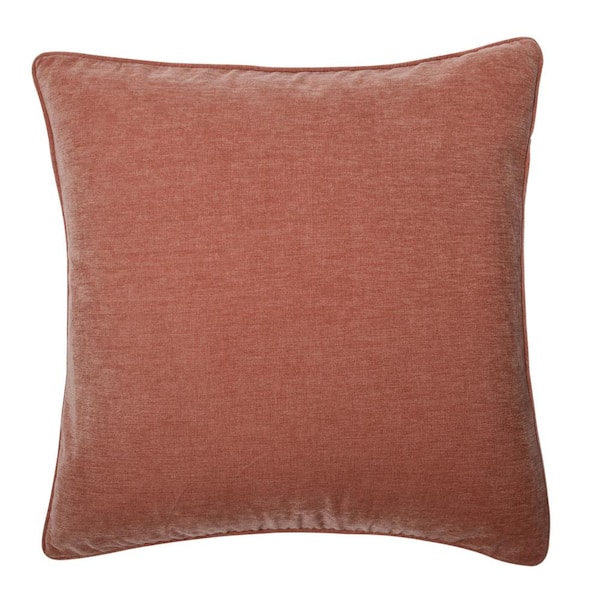 StyleCraft Sincere Salmon Pink Solid Cotton 24 in. x 24 in. Throw Pillow