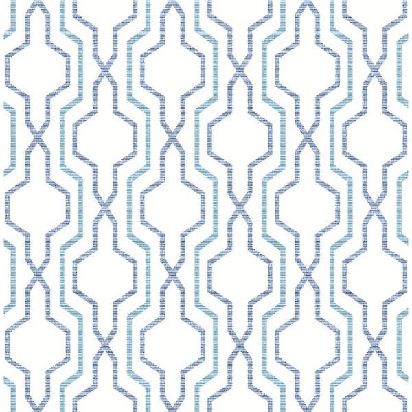 A-Street Prints Rion Blue Trellis Wallpaper