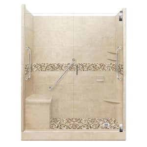 Roma Freedom Grand Hinged 30 in. x 60 in. x 80 in. Right Drain Alcove Shower Kit in Brown Sugar and Chrome Hardware