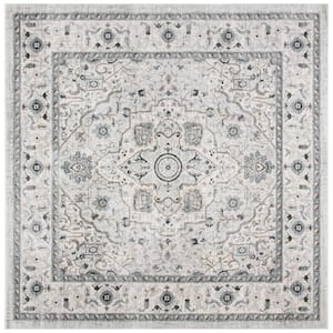 Isabella Light Gray/Gray 7 ft. x 7 ft. Square Geometric Area Rug