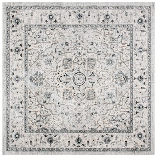 SAFAVIEH Isabella Light Gray/Gray 7 ft. x 7 ft. Square Geometric Area Rug