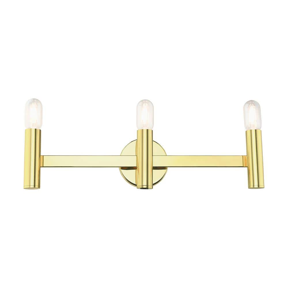 Polished Brass 3-Light Vanity with Steel Frame
