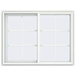 47.5 in. x 35.5 in. V-4500 Series White Vinyl Left-Handed Sliding Window with Colonial Grids/Grilles