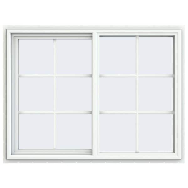 JELD-WEN 47.5 in. x 35.5 in. V-4500 Series White Vinyl Left-Handed Sliding Window with Colonial Grids/Grilles