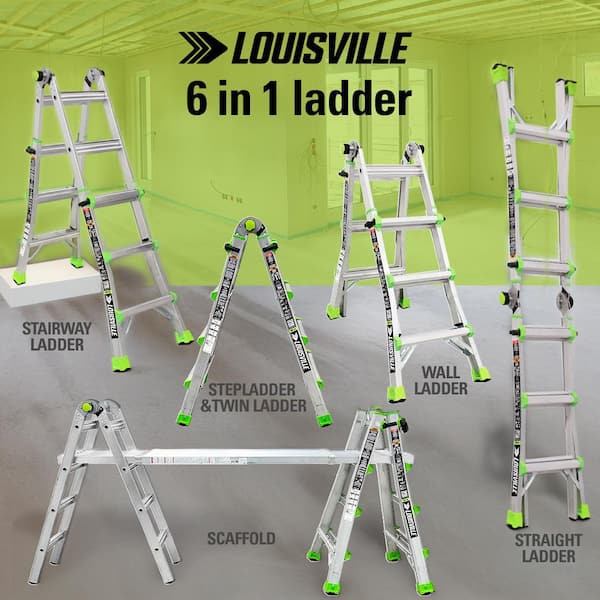 22-Ft Reach Aluminum Multi-Position Ladder, Type IA, 300-pound Load Capacity