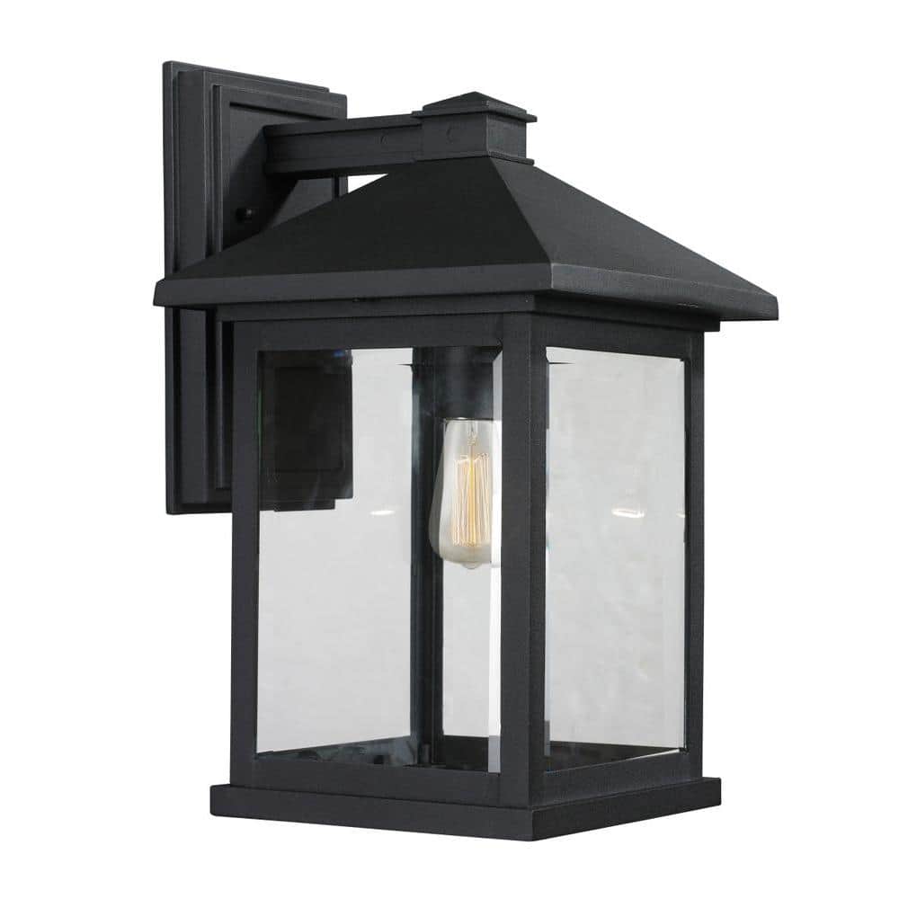 Portland Black Outdoor Hardwired Lantern Wall Sconce with No Bulbs Included