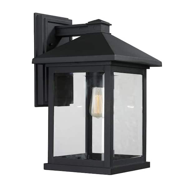 Unbranded Portland Black Outdoor Hardwired Lantern Wall Sconce with No Bulbs Included