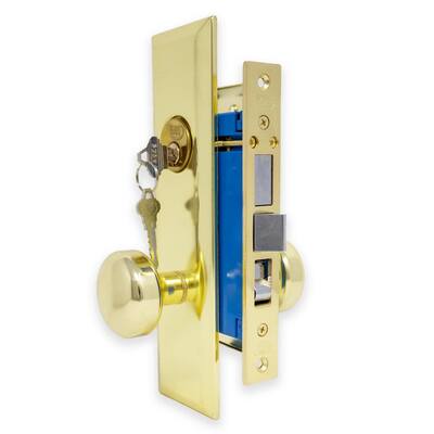 Premier Lock Brass Mortise Entry Left Hand Lock Set with 2.5 in ...