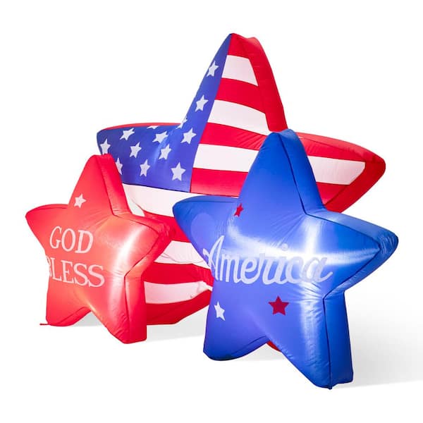 Glitzhome 6 ft. Lighted Patriotic/Americana Inflatable Stars Decor ...