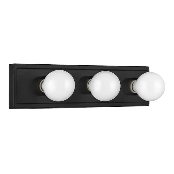 18 in. 3-Light Matte Black Mid-Century Vanity Light