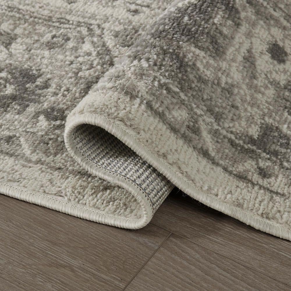 Beige and Cream Rectangular Medium Pile Area Rug