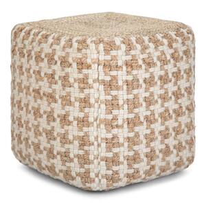 Fully Assembled Simpli Home AXCPF-46 Margo Contemporary Round Pouf in Multi Color Braided Jute