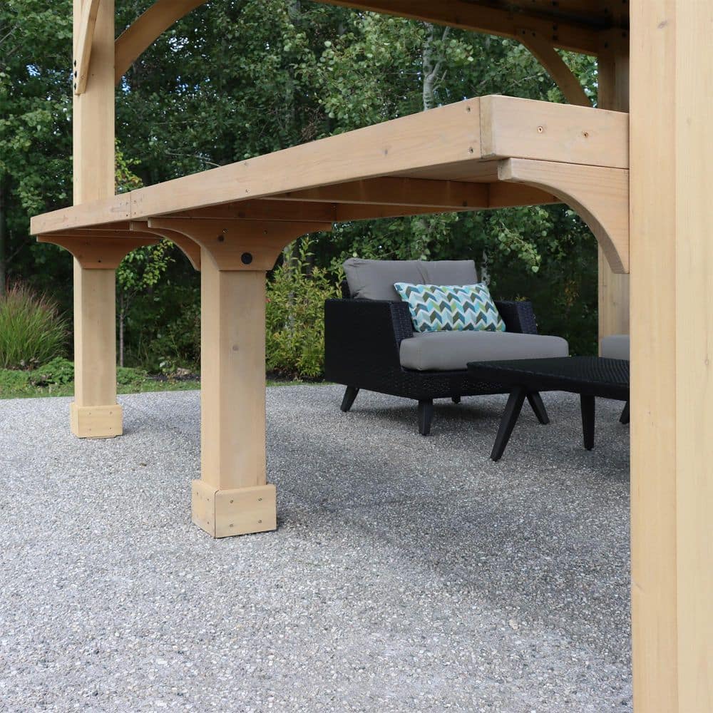 Meridian Natural Cedar Stain Wood Bar Counter for Gazebo