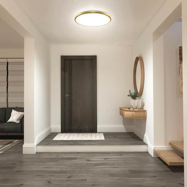 Europa 21 in. 1-Light Modern Gold Integrated LED 3 CCT Flush Mount Ceiling Light Fixture for Kitchen or Bedroom