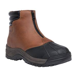 Blizzard Mid Zip Men's Size 12 Wide (3E) Brown/Black Leather Waterproof Winter Boot