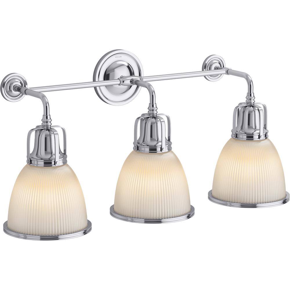Hauksbee 1920s Inspired Polished Chrome 3-Light Bell Sconce