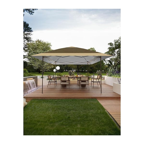 12 ft. x 12 ft. Khaki + Light Khaki Gazebo Pop-Up Canopy Tent