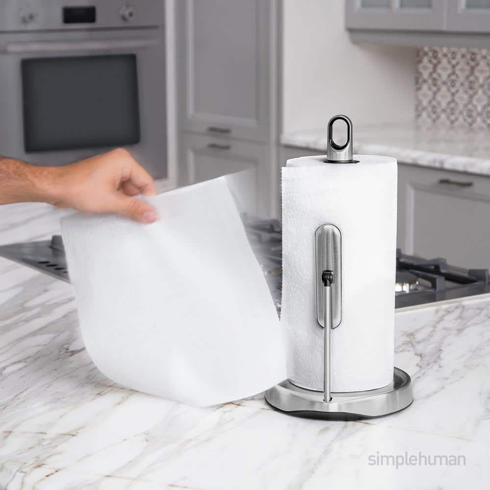 Brushed Stainless Steel Tension Arm Paper Towel Holder