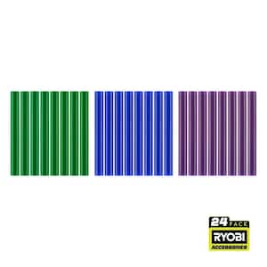 24PC Full Size Color Glue Sticks (Green, Blue, Purple)
