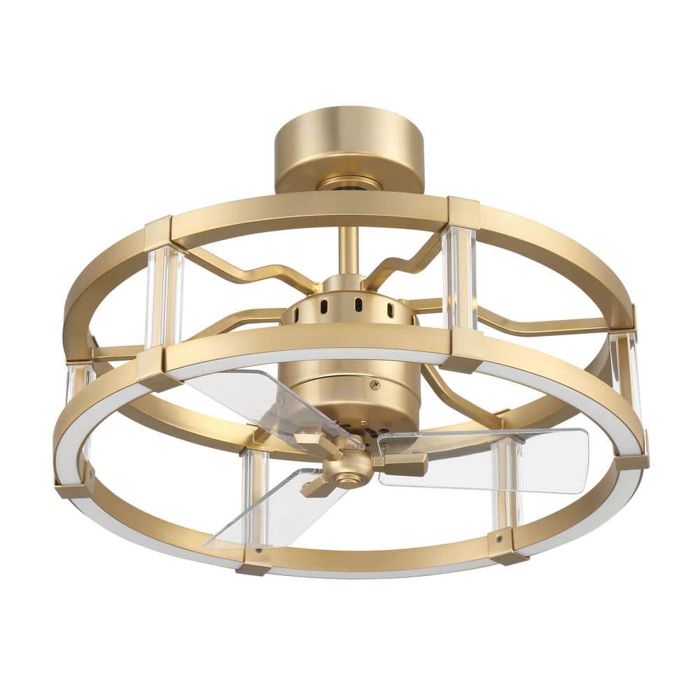 Alexis 18" Satin Brass Ceiling Fan with Clear Acrylic Blades and LED Light