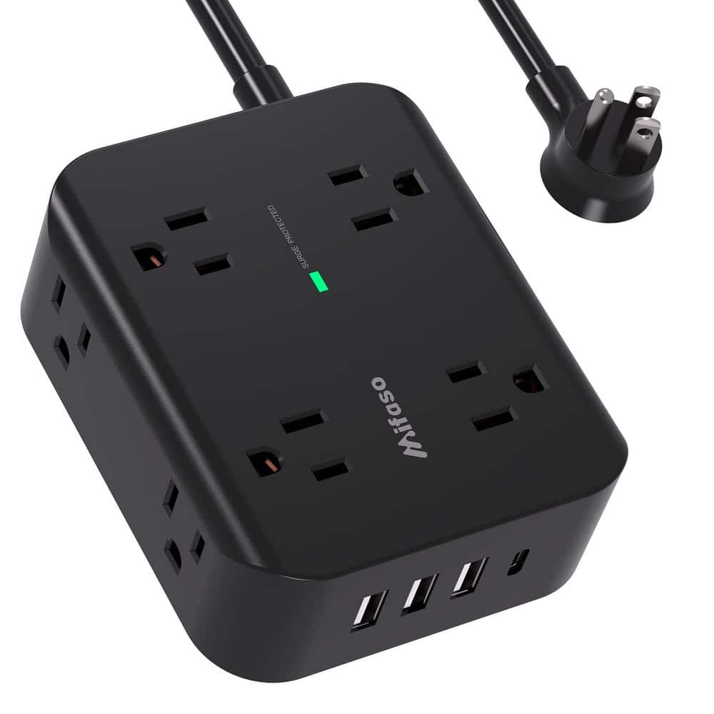 8-Outlet Flat Plug Power Strip Surge Protector in Black with 4 USB Ports (1 USB C), 5 ft. Heavy-Duty Extension Cord price history on PriceWatchPro