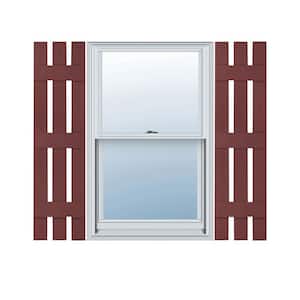 12 in. W x 55 in. H Vinyl Exterior Spaced Board and Batten Shutters Pair in Wineberry