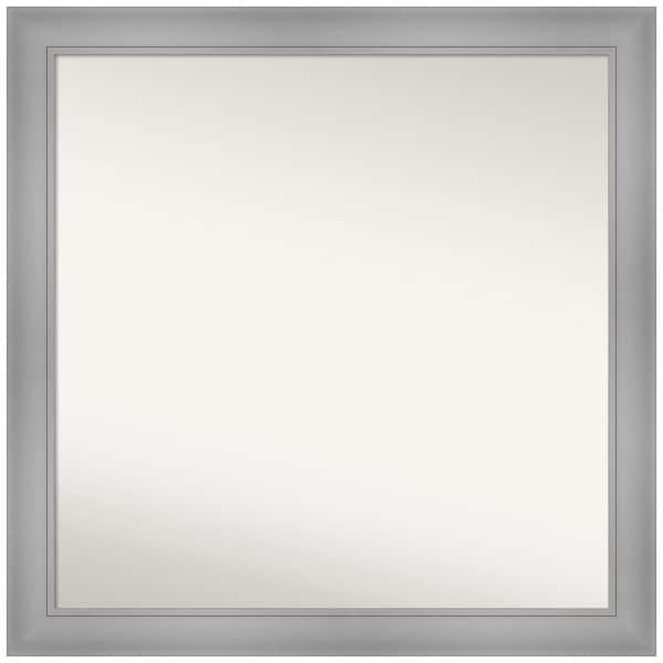 Amanti Art Flair Polished Nickel 30 in. W x 30 in. H Square Non-Beveled Framed Wall Mirror in Silver