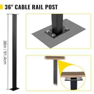 Cable Rail Post Level Deck Stair Post 36 x 1.5 x 1.5 in. Cable Handrail Post Stainless Steel Brushed Finishing Deck